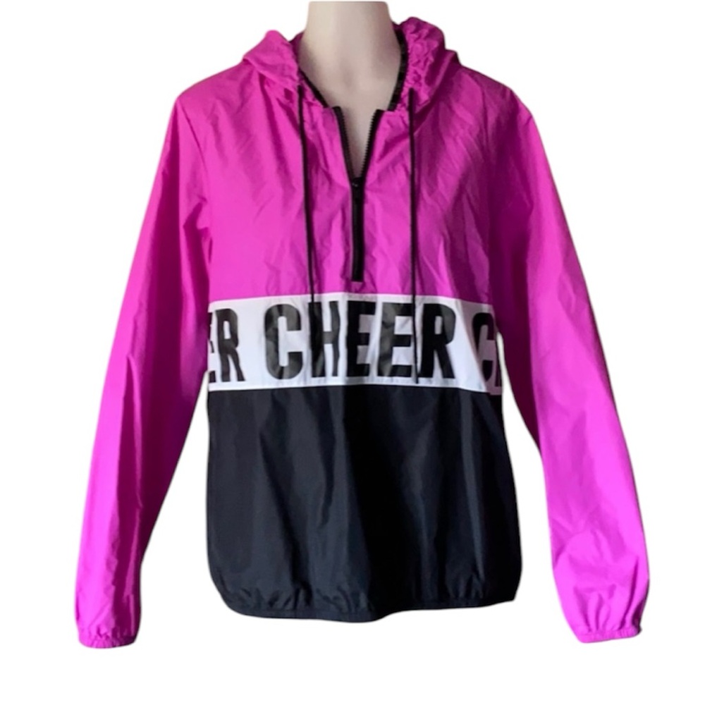 Cheer Colorblock Windbreaker Jacket - Pink and Black